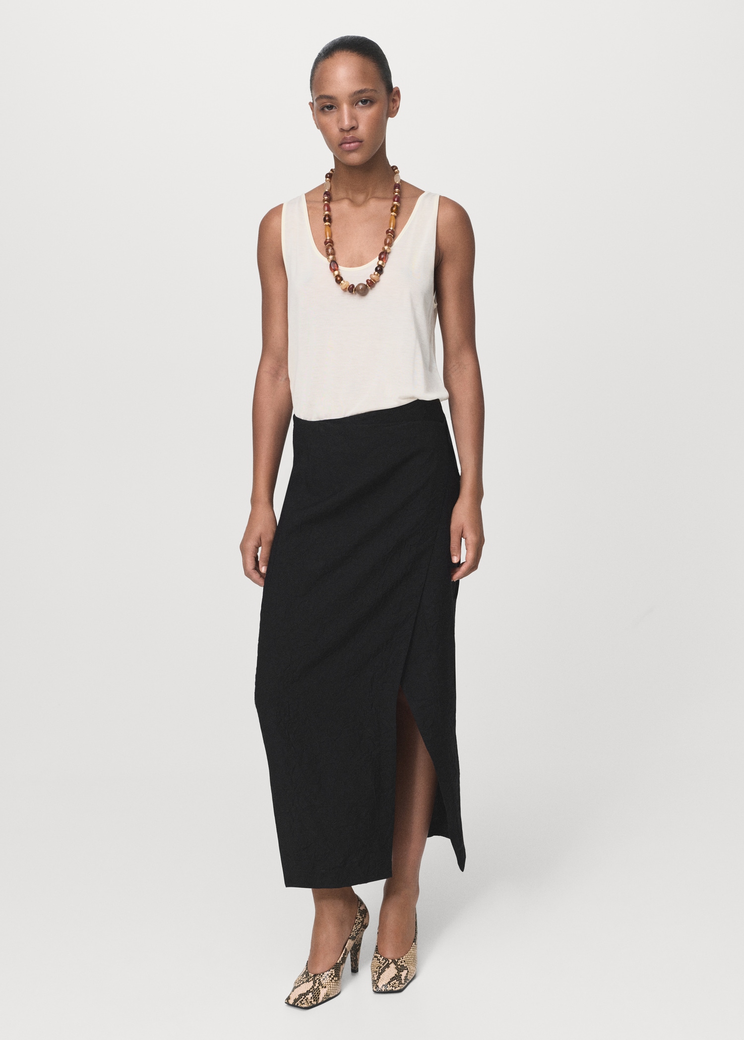 Creased-Effect Wrap-Around Skirt - Women | Mango United Kingdom