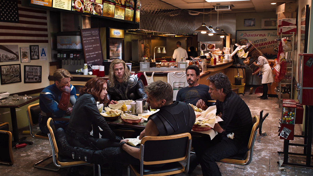 The shawarma post-credits scene from The Avengers