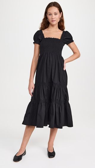 O.p.t Square Neck Smocked Maxi Dress