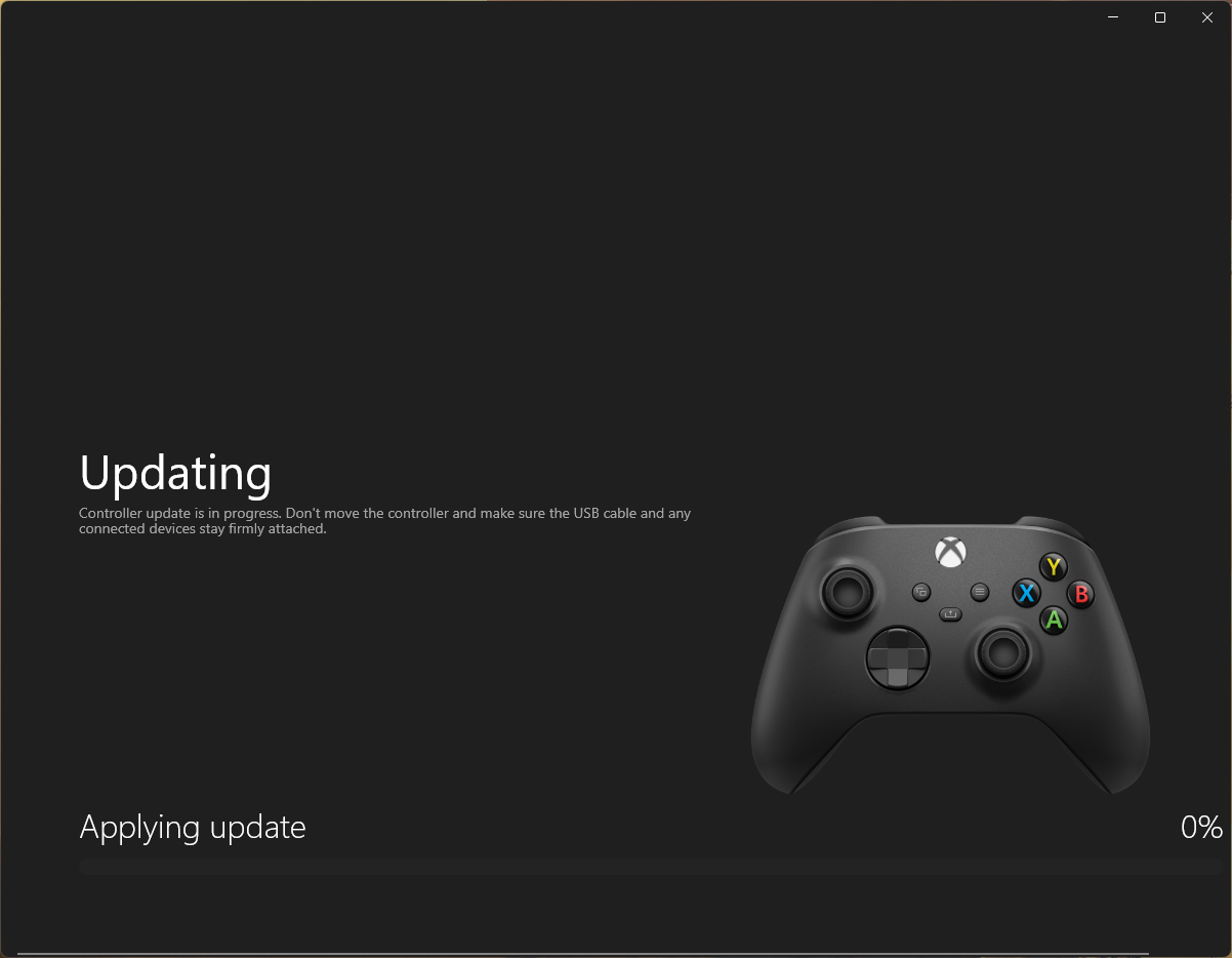 Xbox controller update progress