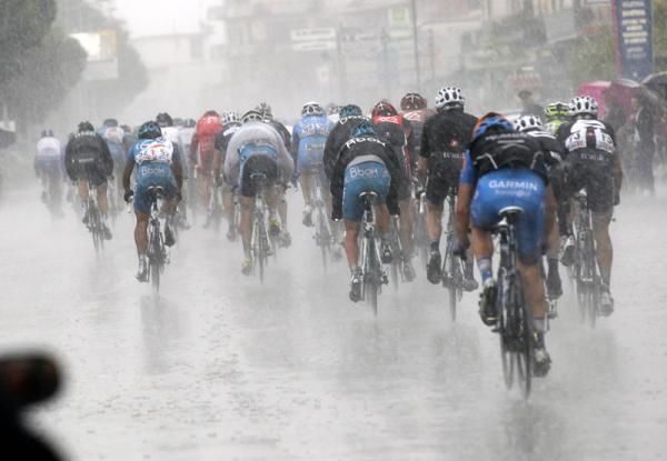 The Giro peloton faced wet, miserable conditions during stage nine.