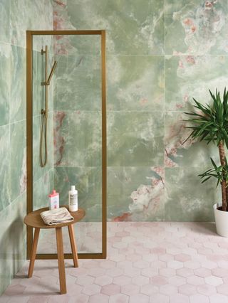 porcelain floor and wall tiles in a bathroom