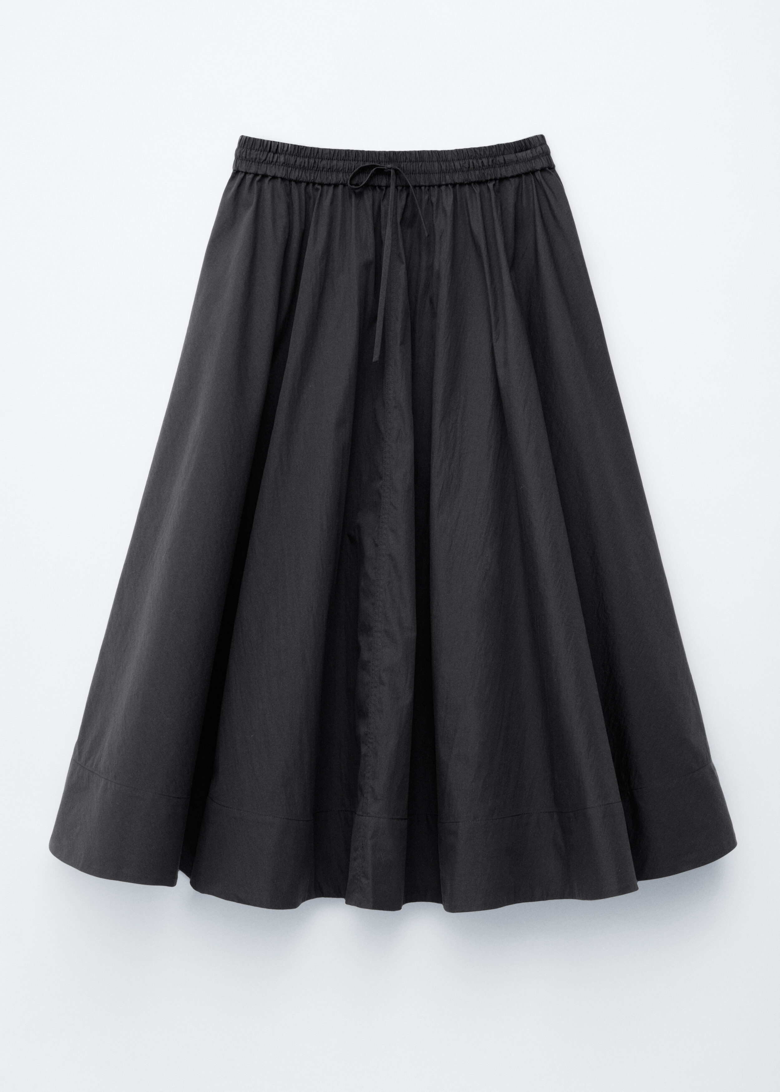 Gathered A-Line Maxi Skirt - Black
