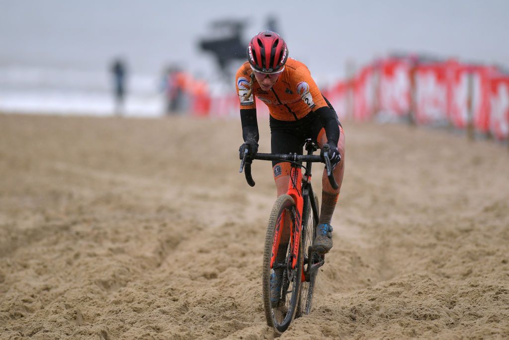 OOSTENDE BELGIUM JANUARY 30 Annemarie Worst of The Netherlands during the 72nd UCI CycloCross World Championships Oostende 2021 Women Elite a 146km UCICX CXWorldCup Ostend2021 CX on January 30 2021 in Oostende Belgium Photo by Luc ClaessenGetty Images