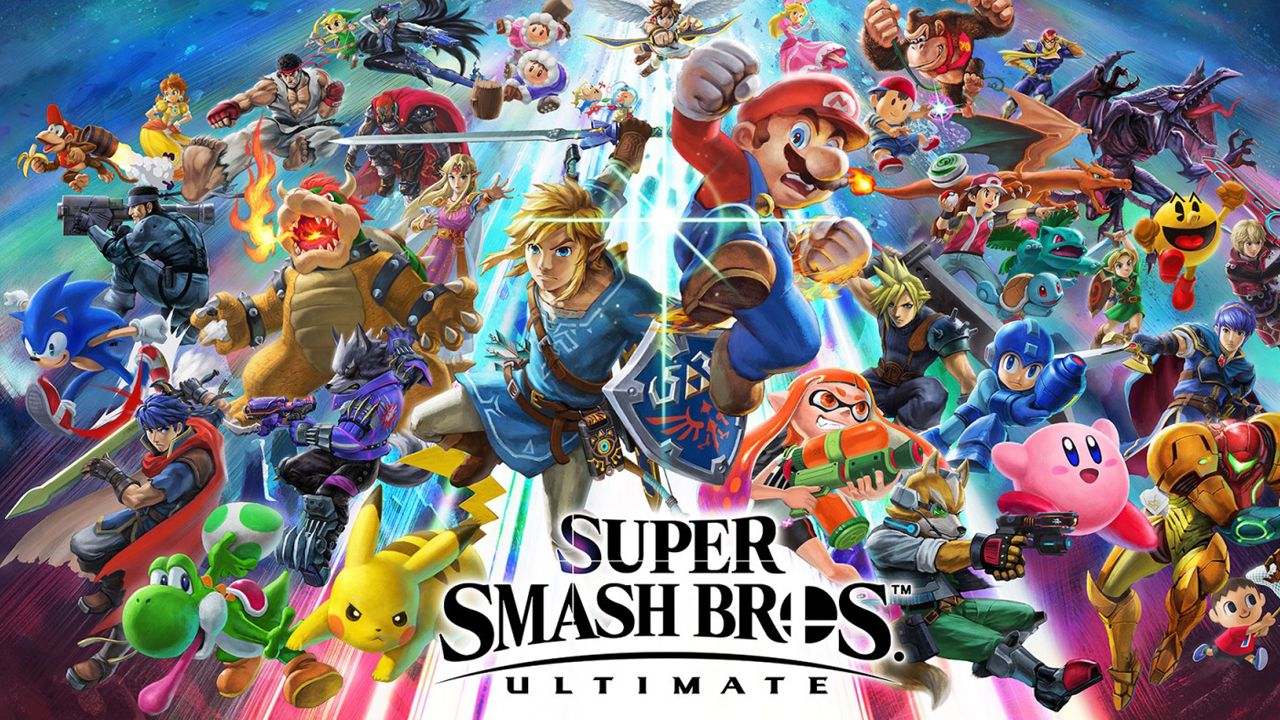 An image featuring all the base fighters from Super Smash Bros Ultimate.