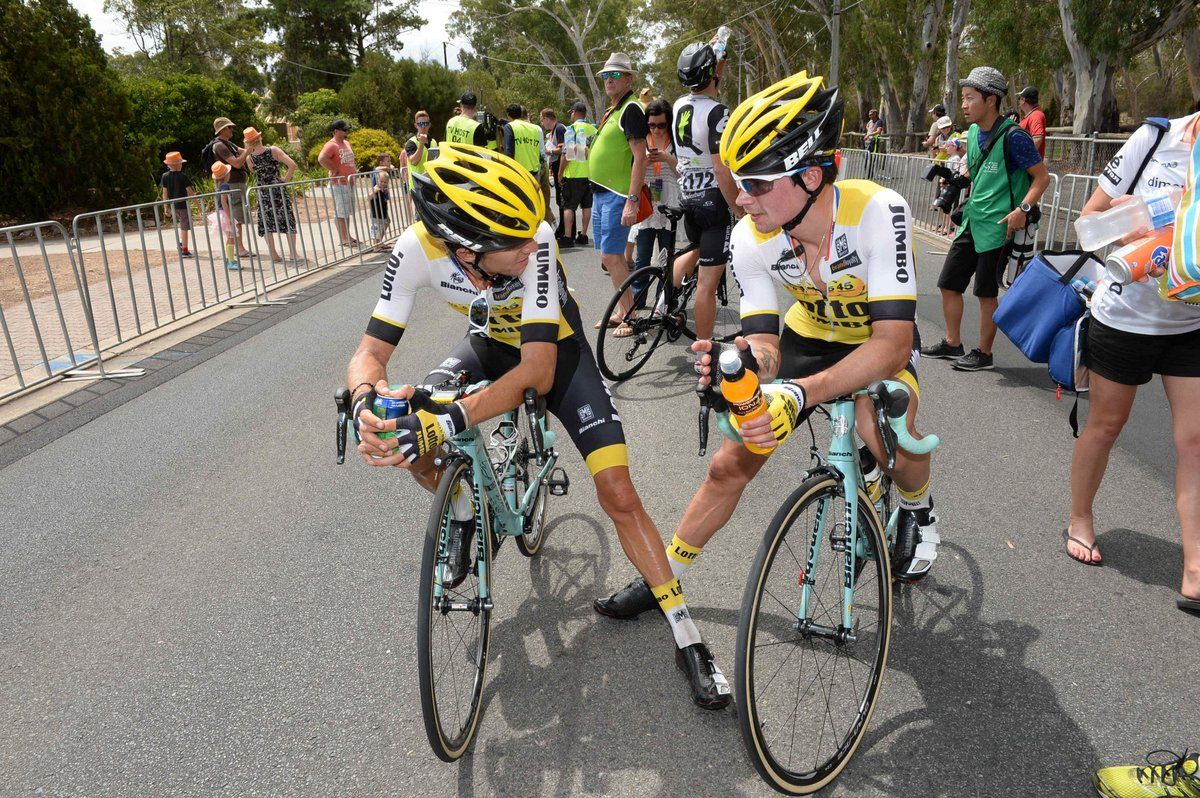 George Bennett and Primož Roglič after the stage