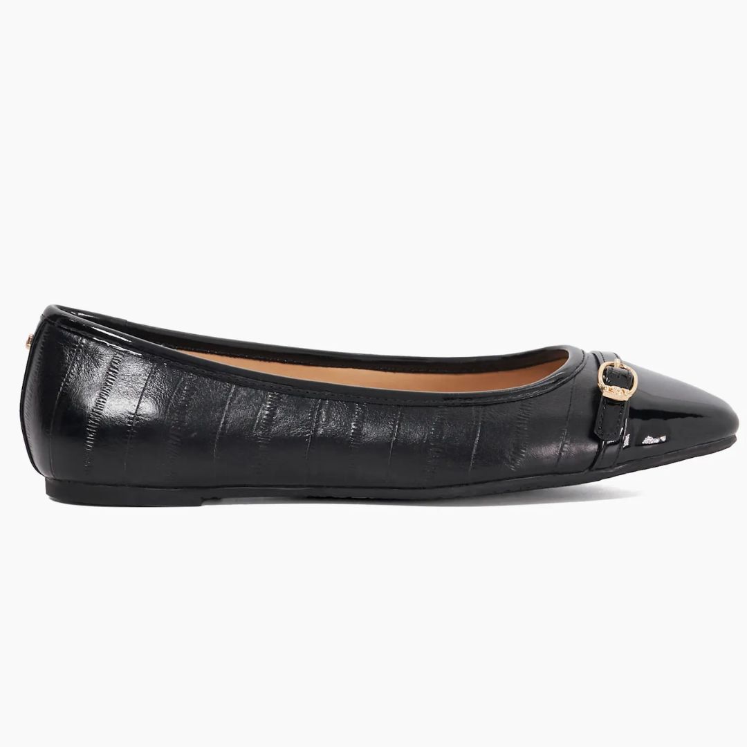 Dune Habitats Black Patent Ballet Flats