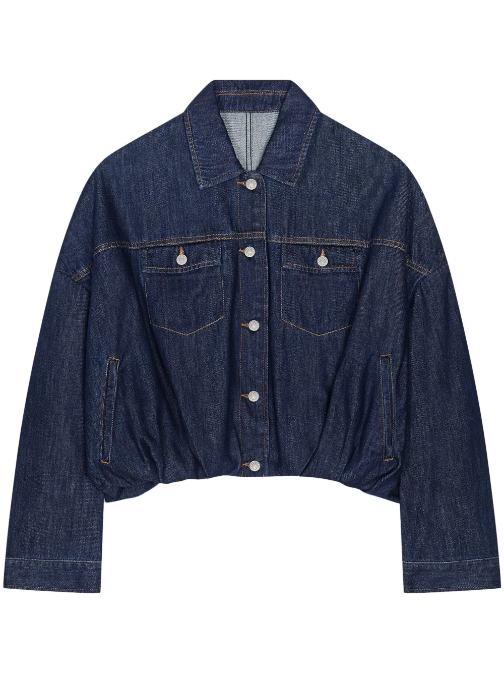 Puffball-Hem Denim Jacket