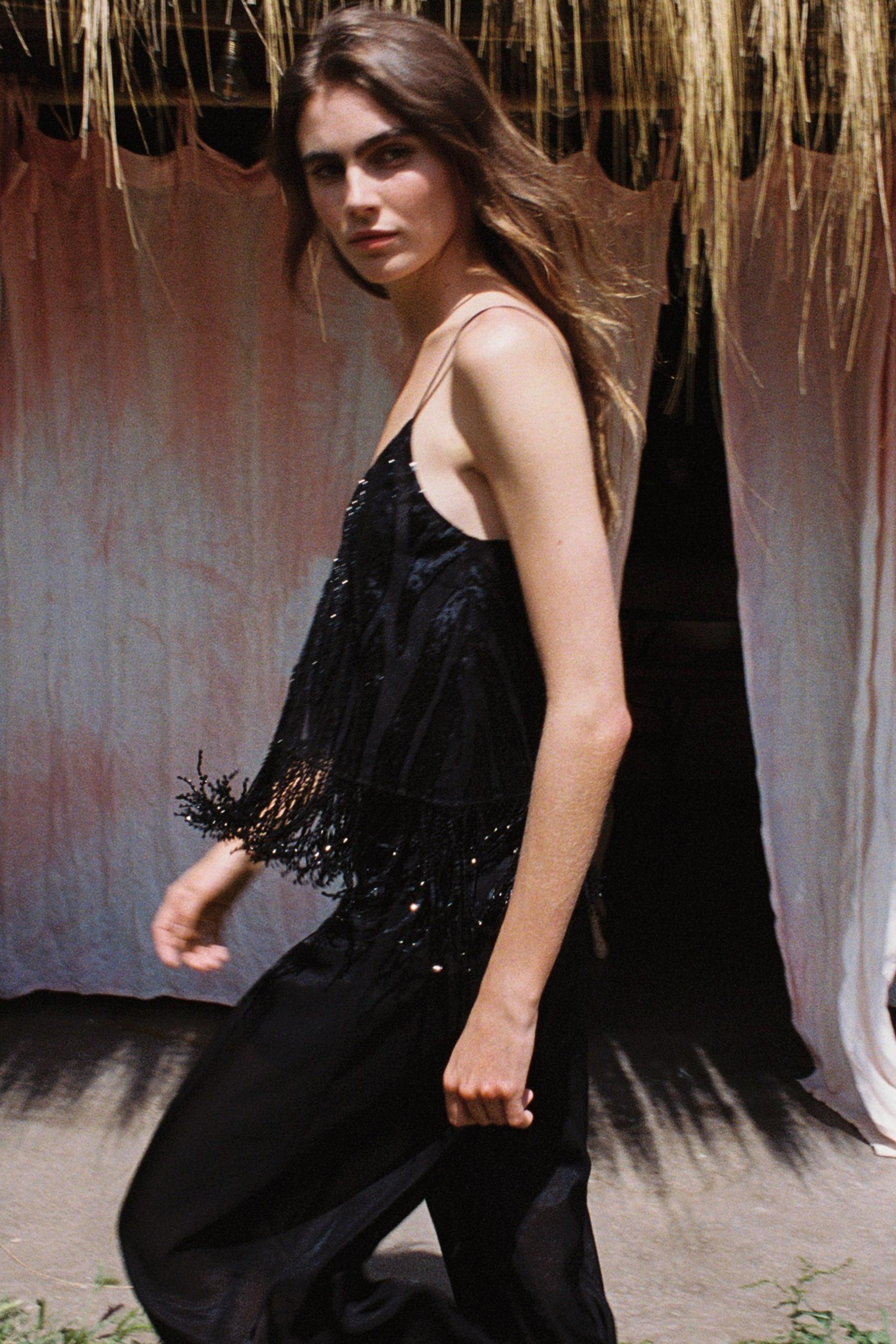 Fringed Sequin Top