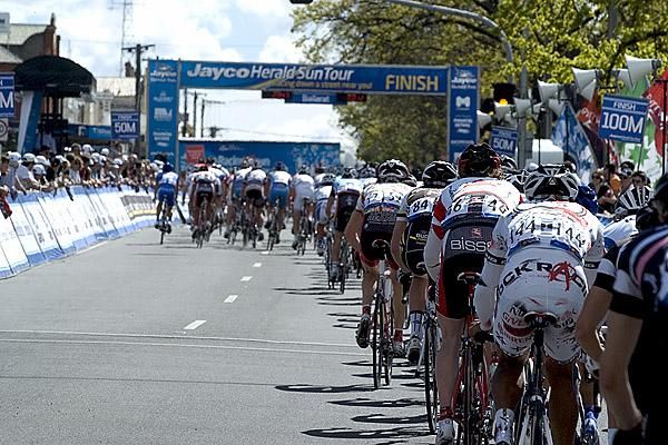At the back of the field as they head up Sturt Street in Ballarat.