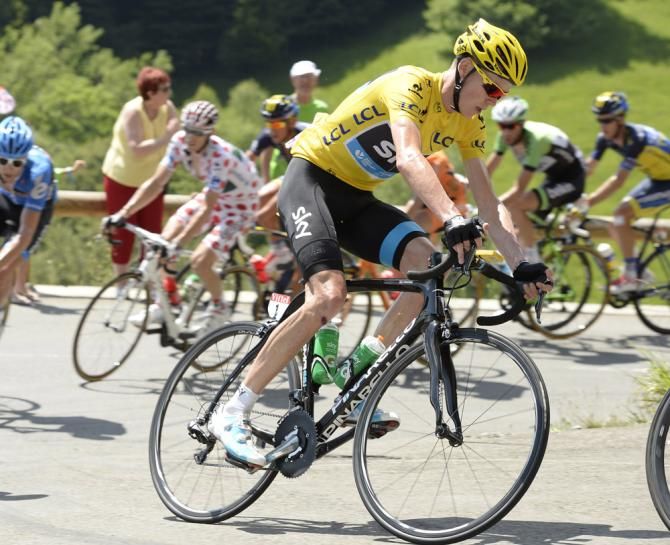 Chris Froome (Sky) in action during the second day of racing in the Pyrenees