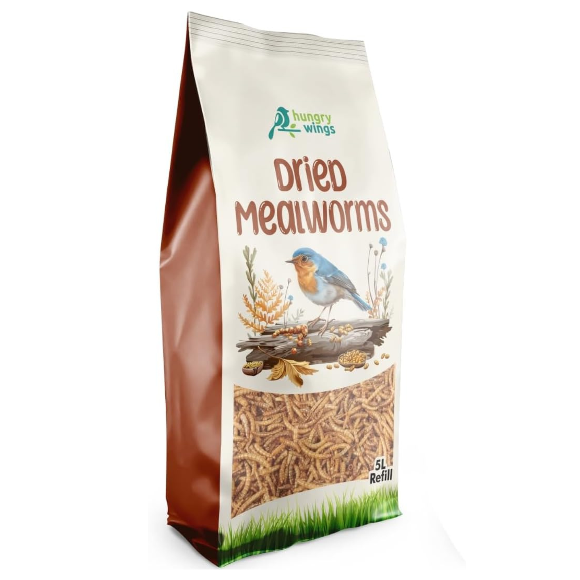 Premium Wild Bird Food 5l Refill, (5l Bag, Dried Mealworms)