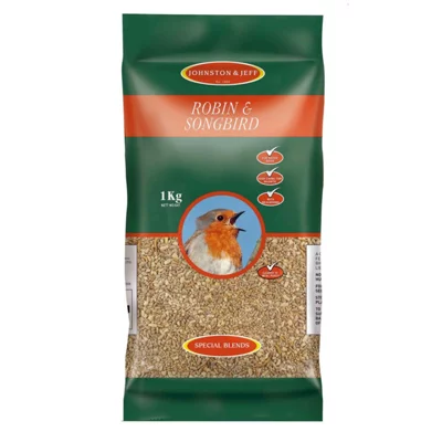 1kg Robin &amp;amp; Songbird Seed Mix With Insects - Premium Mealworms Bird Feed - High Protein &amp;amp; Essential Oils Attracts Robins,