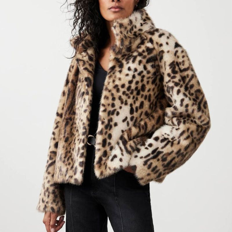 Mint Velvet , Leopard Print Faux Fur Jacket