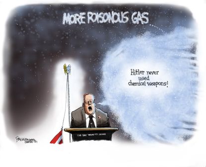 Political Cartoon U.S. Sean Spicer Syria chemical weapons Hitler Holocaust