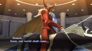 In-game screenshot of the player talking to a demon in Shin Megami Tensei 3: Nocturne HD Remaster