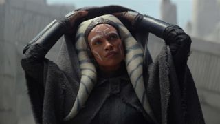 Rosario Dawson takes down her hood as Ahsoka Tano in the Ahsoka cast