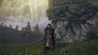 Elden Ring Remembrances - a character is standing next to a wandering mausoleum