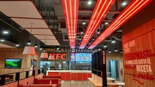 KFC Mexico alit in red and pumping out sounds from LEA Professional. 