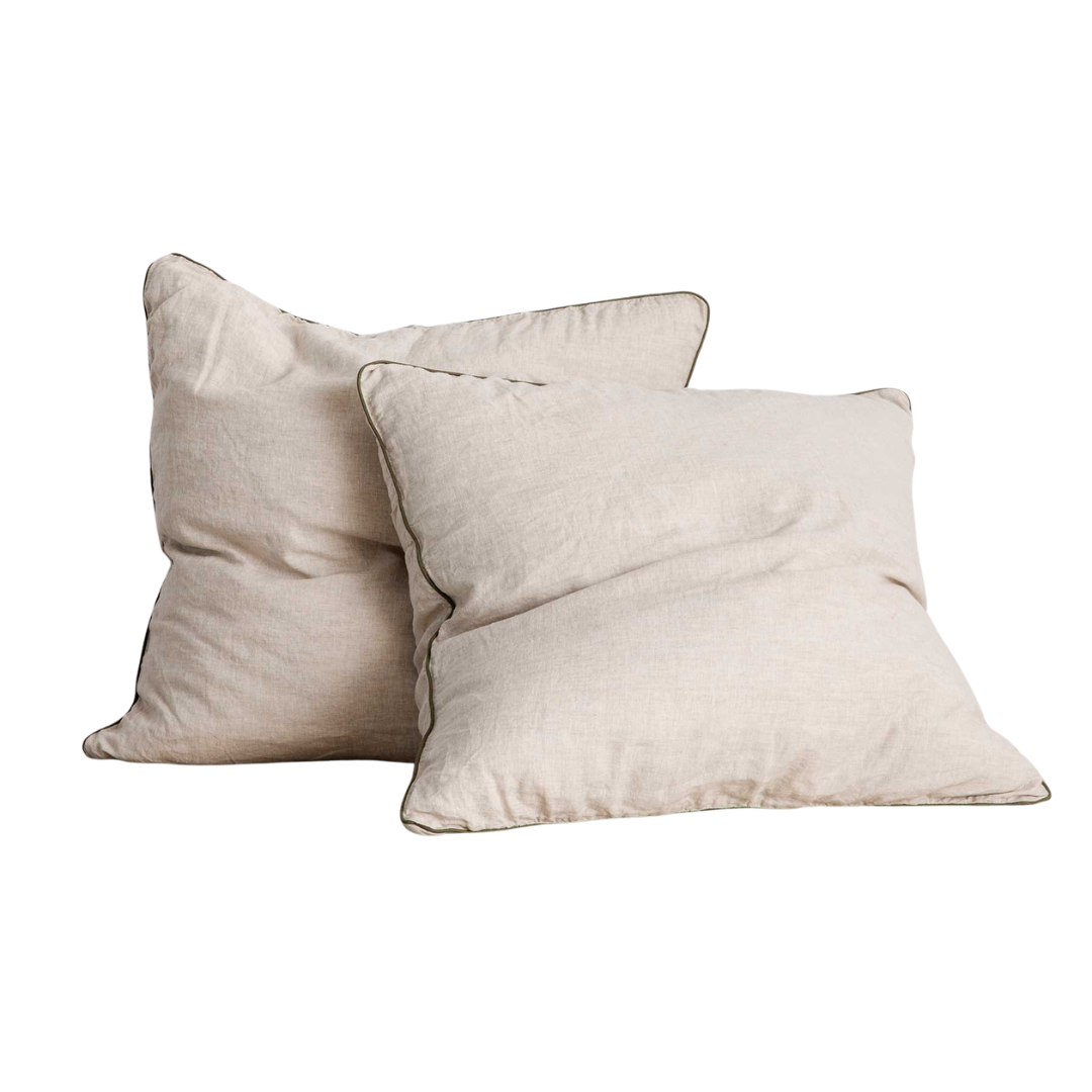 Cultiver, Piped Linen Euro Pillowcases, Set of 2