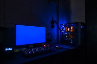 Computer with blue screen