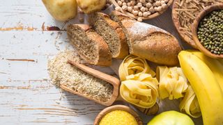 A collection of foods containing complex carbohydrates that are good for sleep