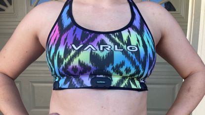 Garmin's HRM-Fit heart rate monitor clips directly onto a sports bra