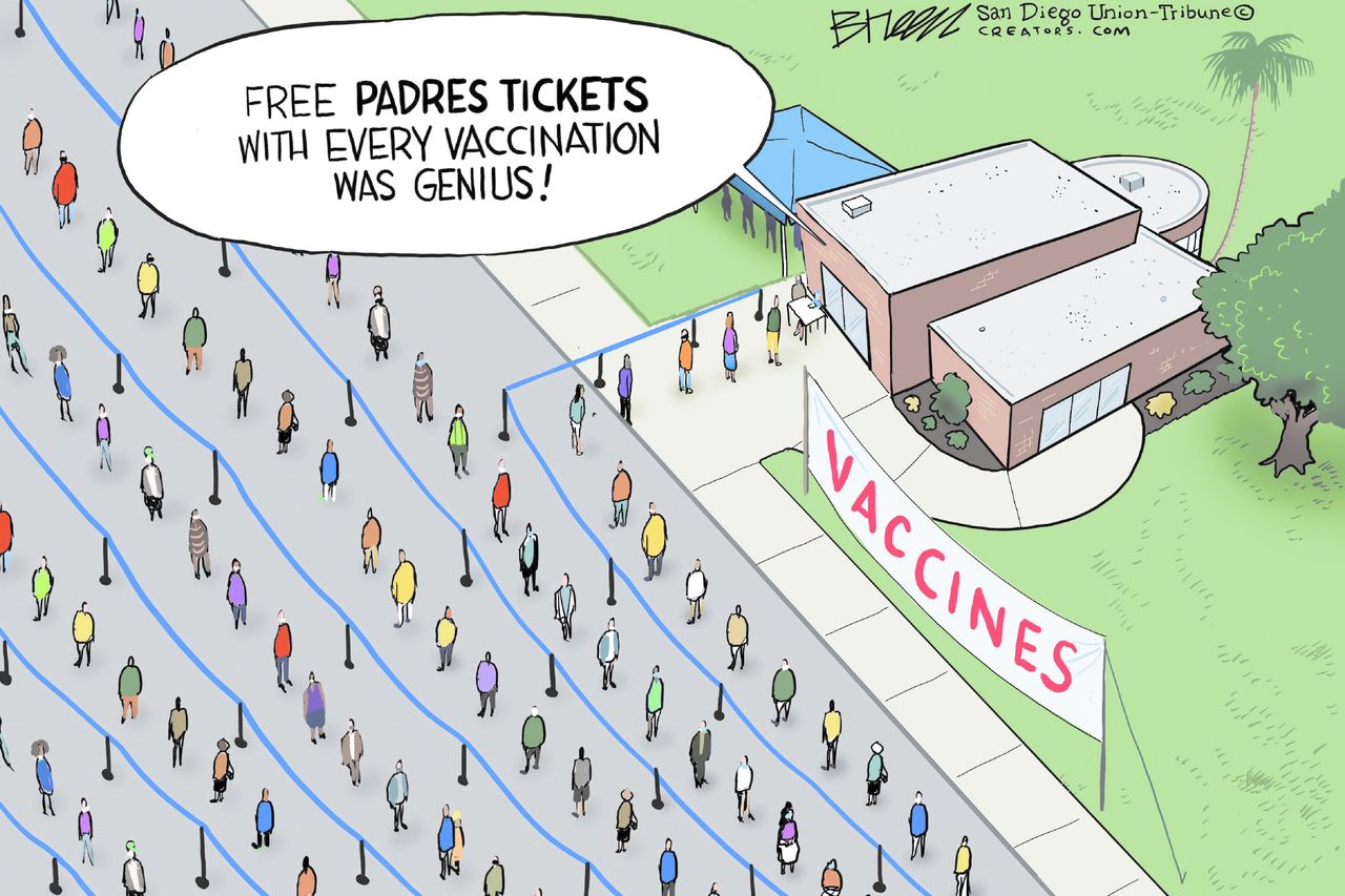 Editorial Cartoon U.S. san diego padres covid vaccines