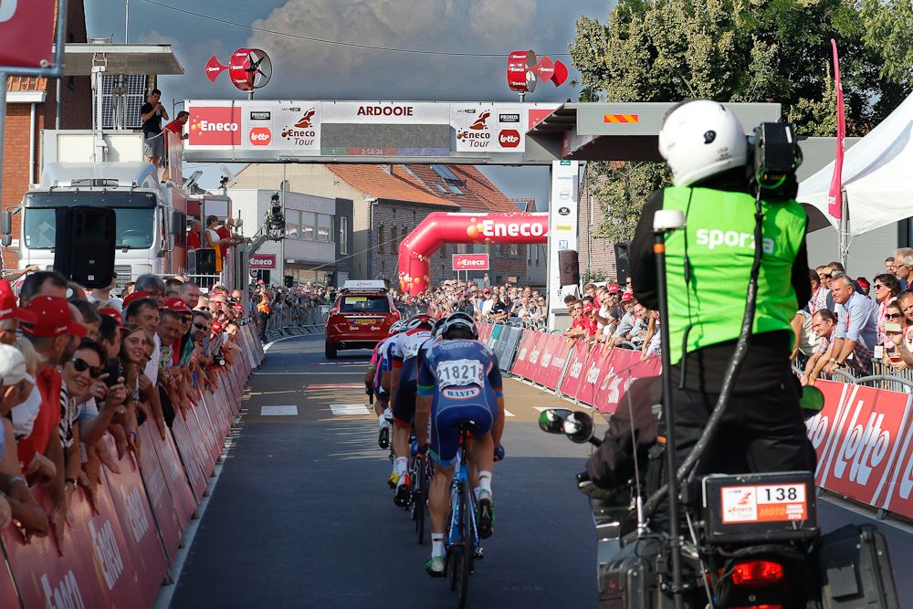TV cameras catch the action at the Eneco Tour