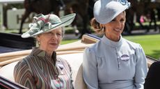 Anne, Princess Royal and Harriet Phillips arrive in a horse-drawn carriage on the first day of Royal Ascot 2026