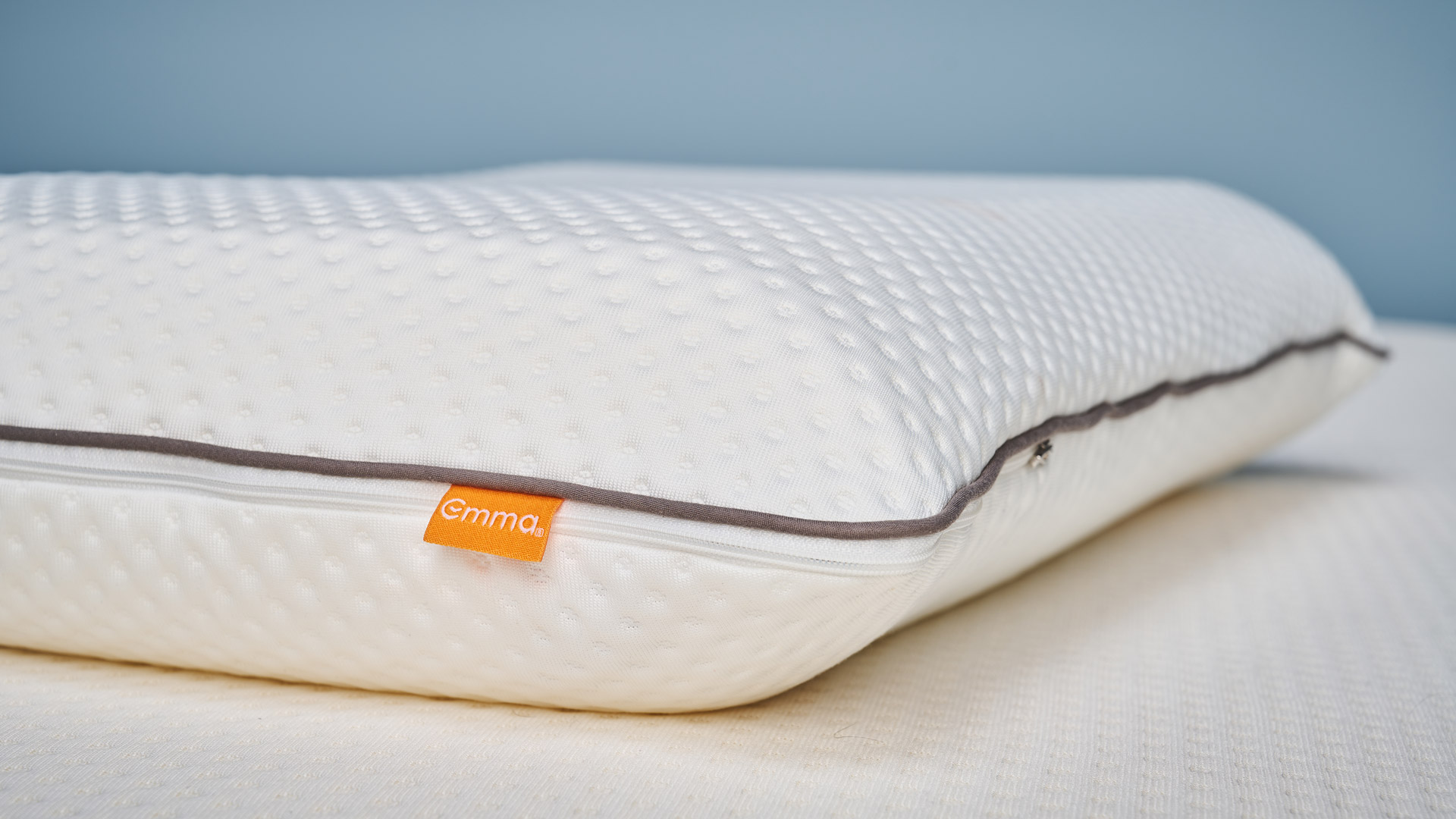 The Emma Original Pillow showing the Emma label