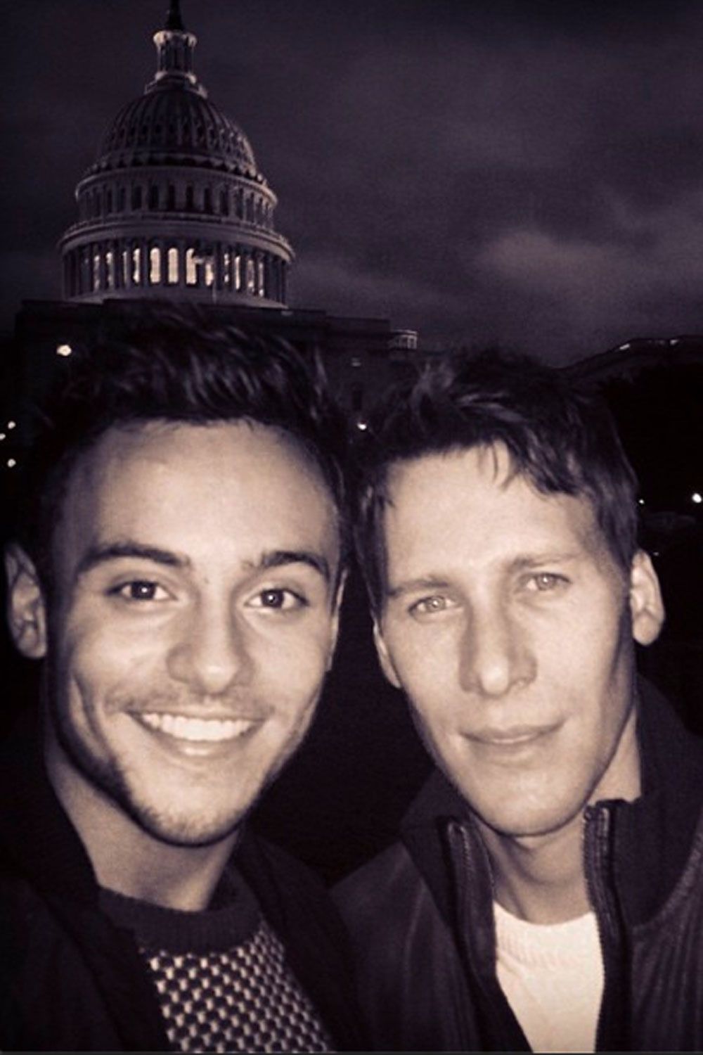 Tom Daley cosies up to Dustin Lance Black on Instagram