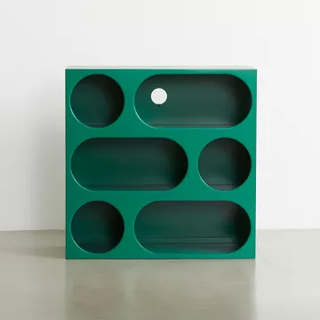 green modern bookcase