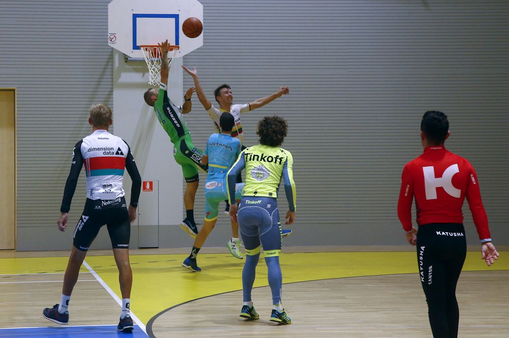 Riders had time for a game of hoops at the Bahrain Merida camp