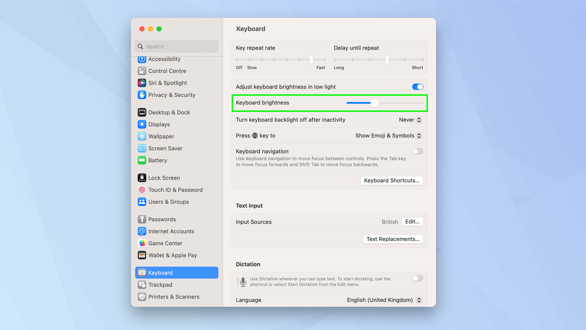 How to turn on the keyboard light on a Mac Tom's Guide