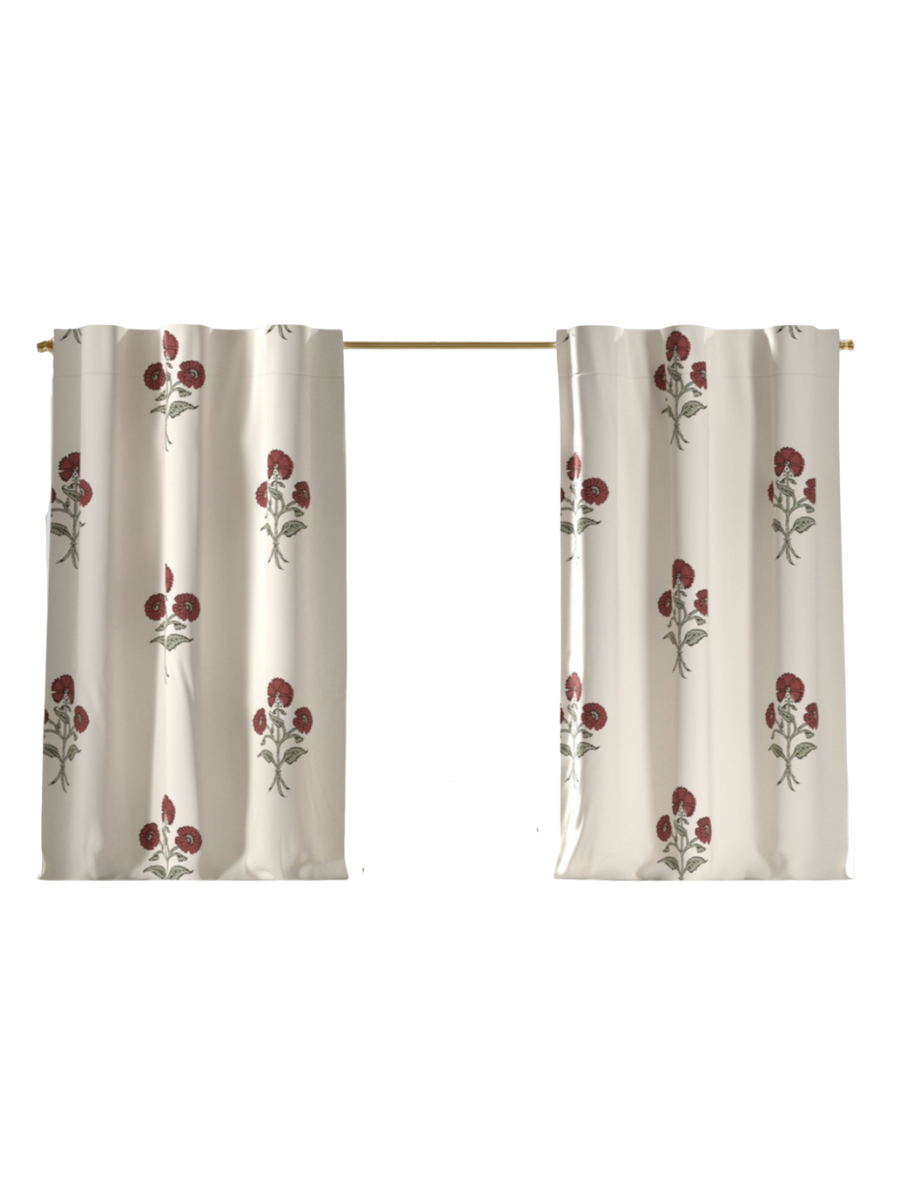 Printed Linen Privacy Cafe Curtains