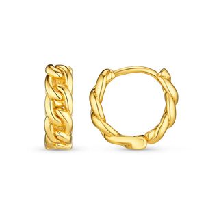 Orelia Chain Huggie Hoop Earrings - Gold