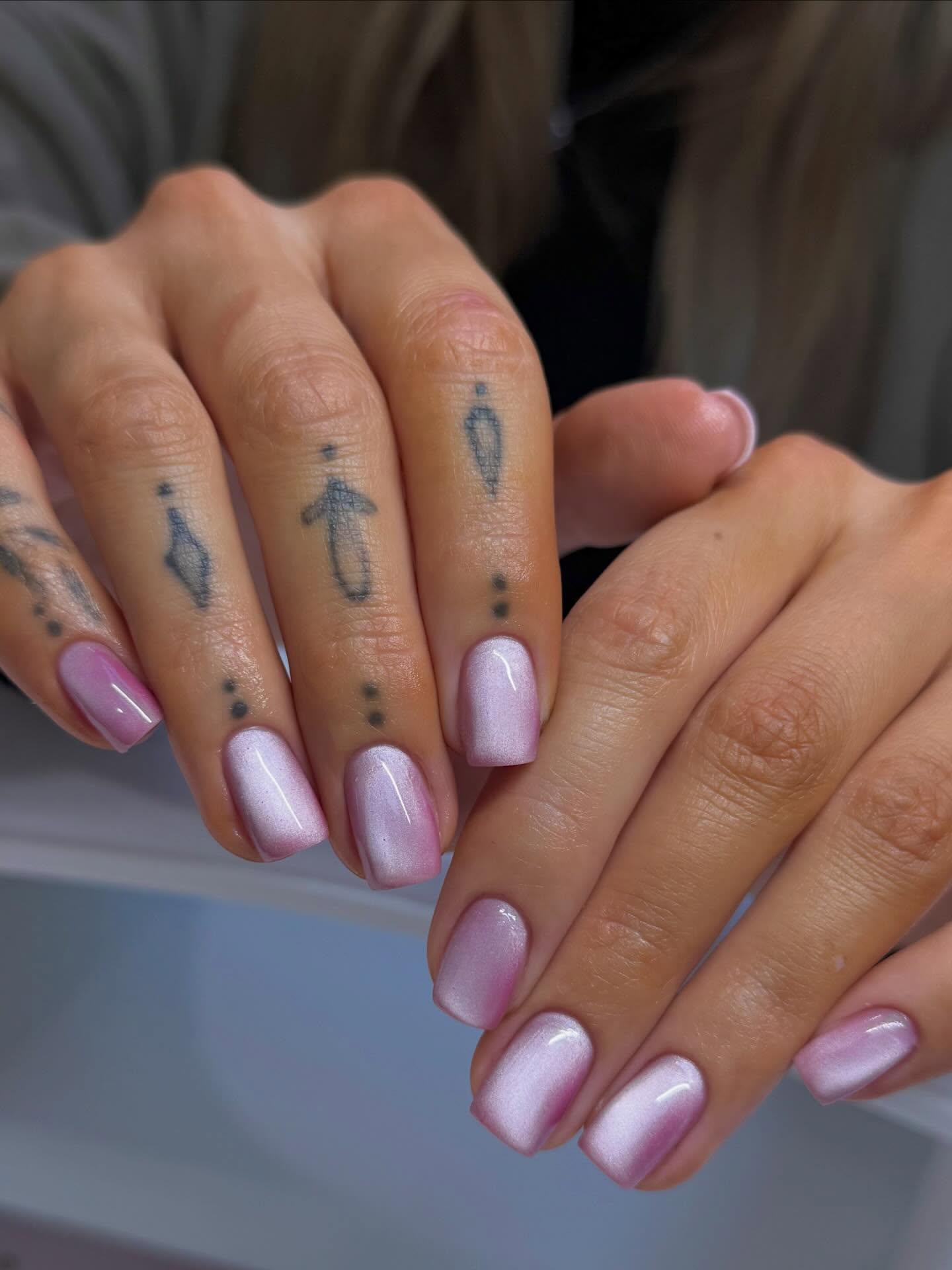 Pink velvet nails.