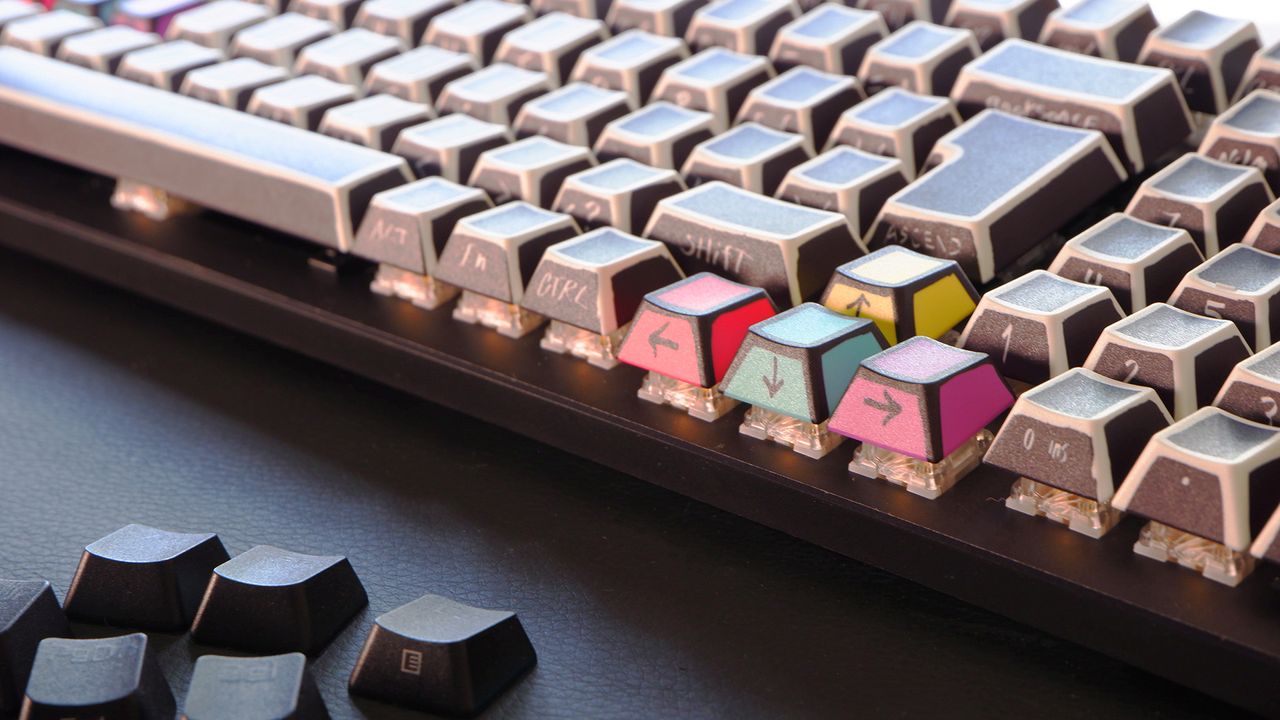 Glorious KeyCapsules keycap set, GPBT Sketch, on a gaming keyboard.