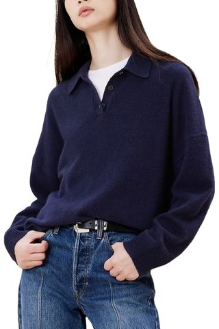 Luna Boyfriend Cashmere Sweater Polo