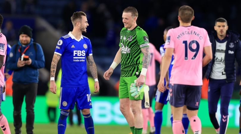 Jordan Pickford and James Maddison after drawing 2-2