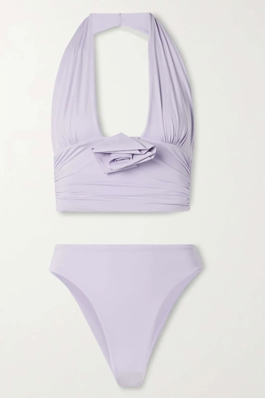 Vives Appliquéd Ruched Halterneck Bikini