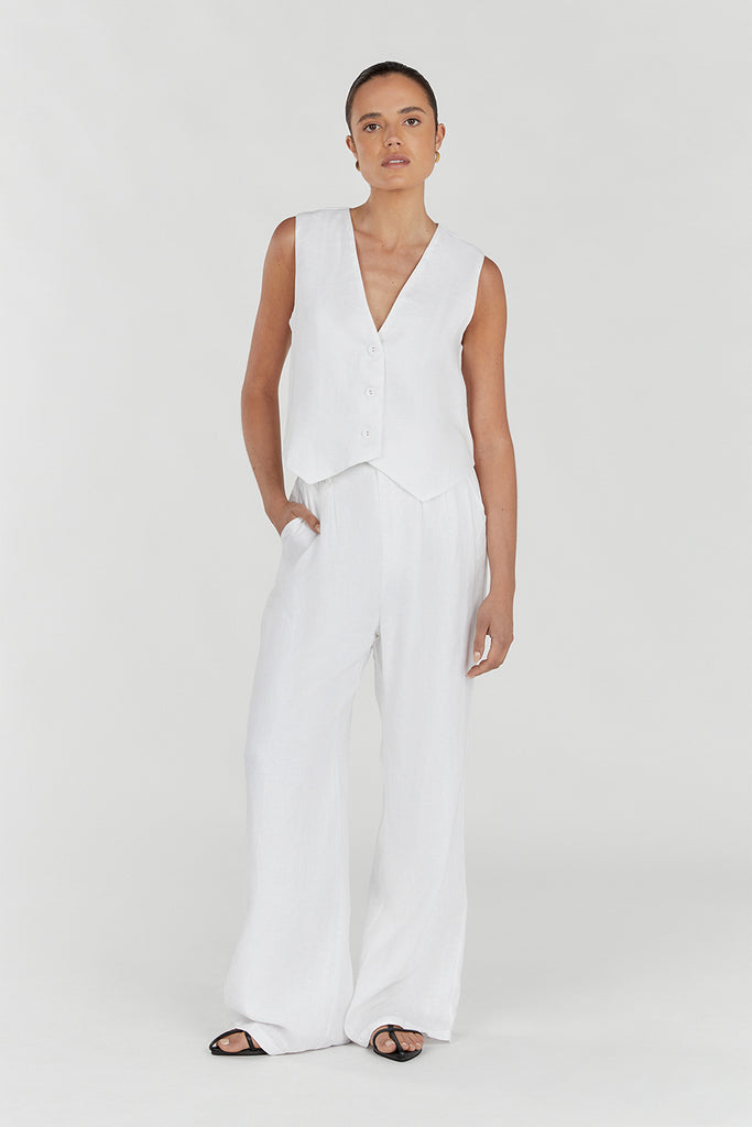 Norah White Linen Pant