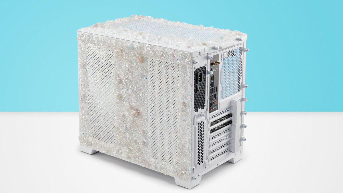 Rear shot of the modded crystal PC