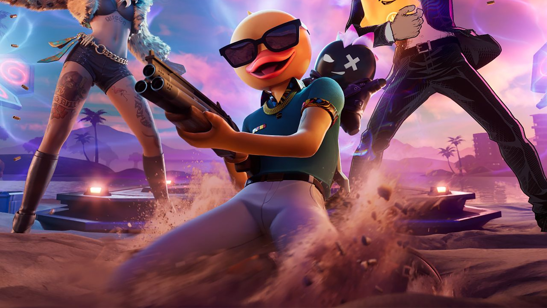 The Fortnite Punk Sprite on a player's back in promotional artwork