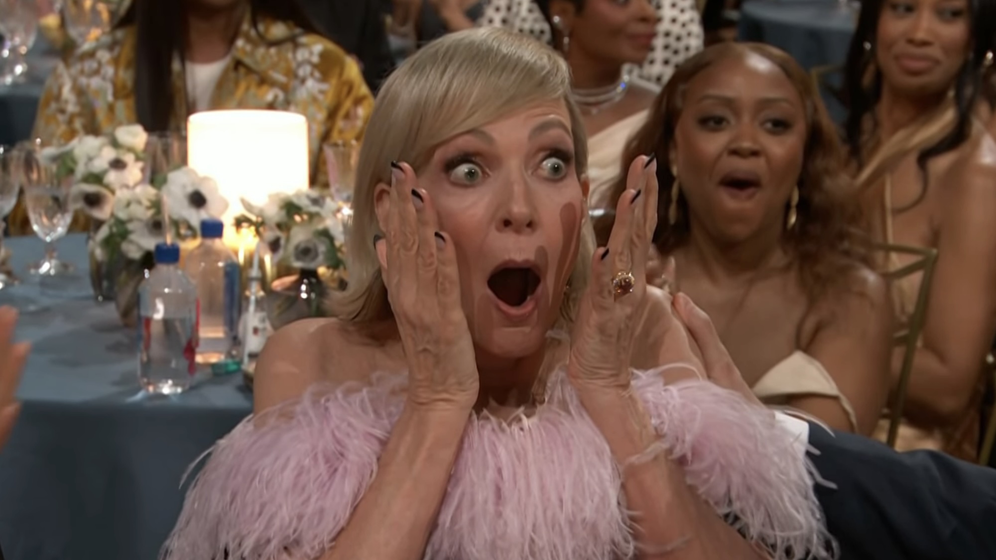 Allison Janney shocked with hands next to her face after winning 2026 Emmy for The Diplomat