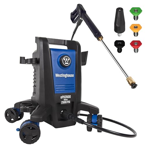 Westinghouse Epx3500 Electric Pressure Washer, 2500 Max Psi 1.76 Max Gpm With Anti-Tipping Technology, Onboard Soap Tank, Pro-Style Steel Wand, 5-Nozzle Set, for Cars/fences/driveways/home/patios