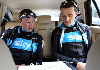 Calzati (right) with Simon Gerrans in the first year of Team Sky