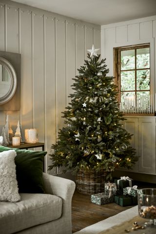 Artificial Christmas tree in living room