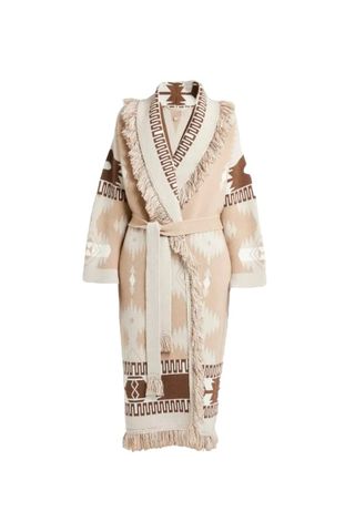 Alanui Icon Jacquard Fringe Belted Wool Coat